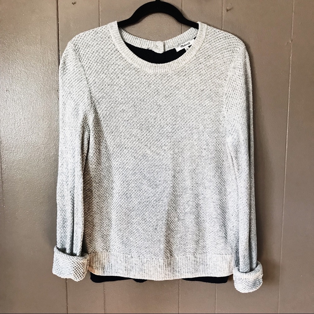 Madewell Navy And Gray Sweater With Buttons